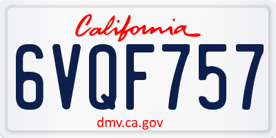 CA license plate 6VQF757
