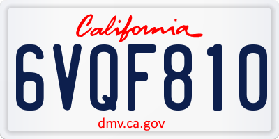 CA license plate 6VQF810
