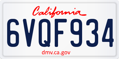 CA license plate 6VQF934