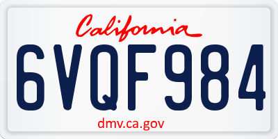 CA license plate 6VQF984