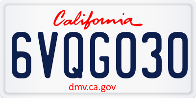 CA license plate 6VQG030