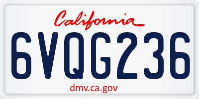 CA license plate 6VQG236