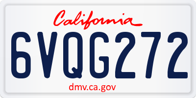 CA license plate 6VQG272
