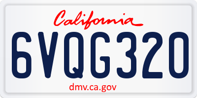 CA license plate 6VQG320
