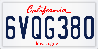CA license plate 6VQG380