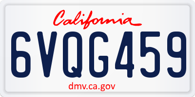 CA license plate 6VQG459