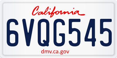 CA license plate 6VQG545