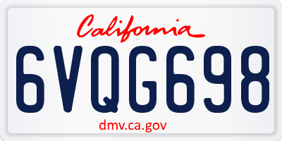 CA license plate 6VQG698