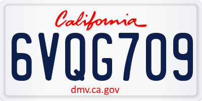 CA license plate 6VQG709