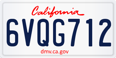 CA license plate 6VQG712