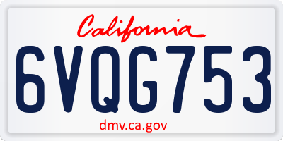 CA license plate 6VQG753