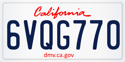 CA license plate 6VQG770