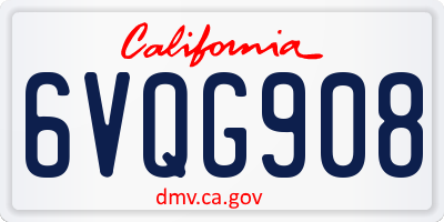 CA license plate 6VQG908