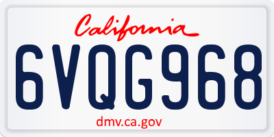 CA license plate 6VQG968