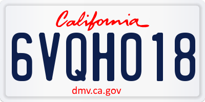 CA license plate 6VQH018