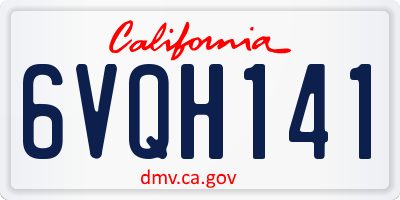CA license plate 6VQH141