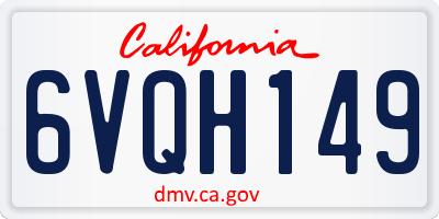 CA license plate 6VQH149