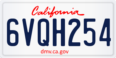 CA license plate 6VQH254