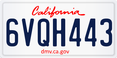 CA license plate 6VQH443