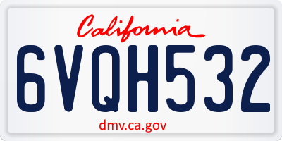 CA license plate 6VQH532