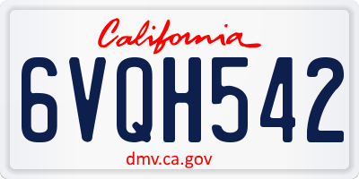 CA license plate 6VQH542