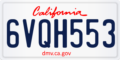 CA license plate 6VQH553