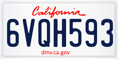 CA license plate 6VQH593