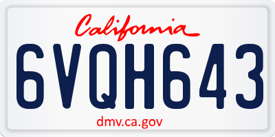 CA license plate 6VQH643