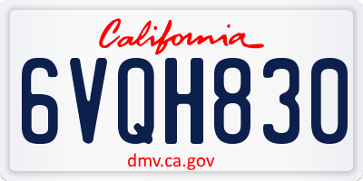 CA license plate 6VQH830