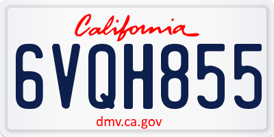 CA license plate 6VQH855