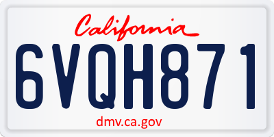 CA license plate 6VQH871