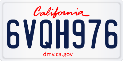 CA license plate 6VQH976