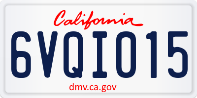 CA license plate 6VQI015