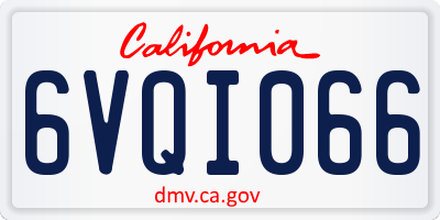 CA license plate 6VQI066