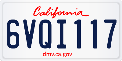 CA license plate 6VQI117