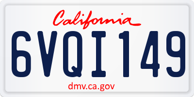 CA license plate 6VQI149