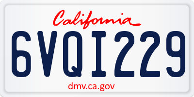 CA license plate 6VQI229