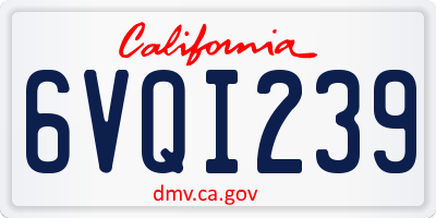 CA license plate 6VQI239