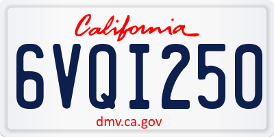 CA license plate 6VQI250