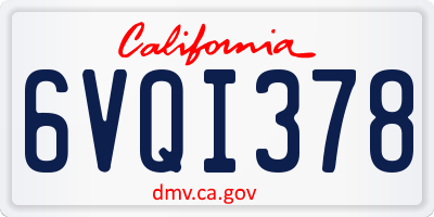 CA license plate 6VQI378