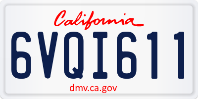CA license plate 6VQI611
