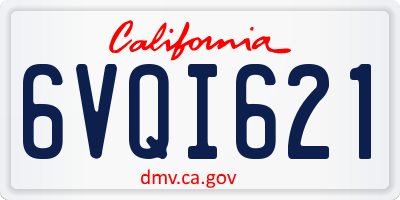 CA license plate 6VQI621