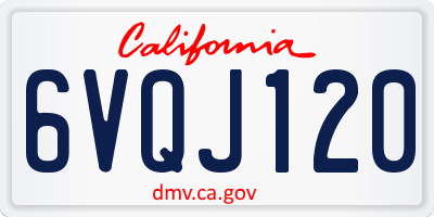 CA license plate 6VQJ120
