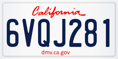CA license plate 6VQJ281