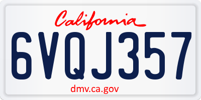 CA license plate 6VQJ357