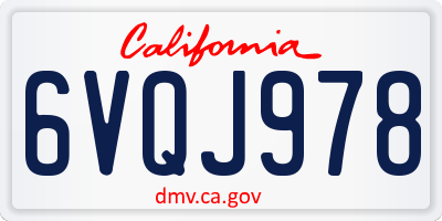 CA license plate 6VQJ978