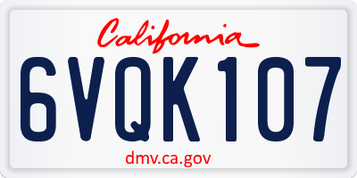 CA license plate 6VQK107