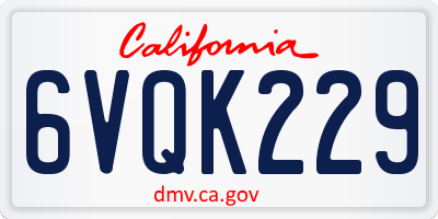 CA license plate 6VQK229