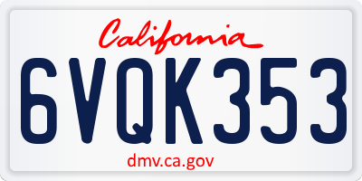CA license plate 6VQK353