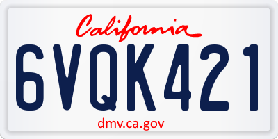 CA license plate 6VQK421